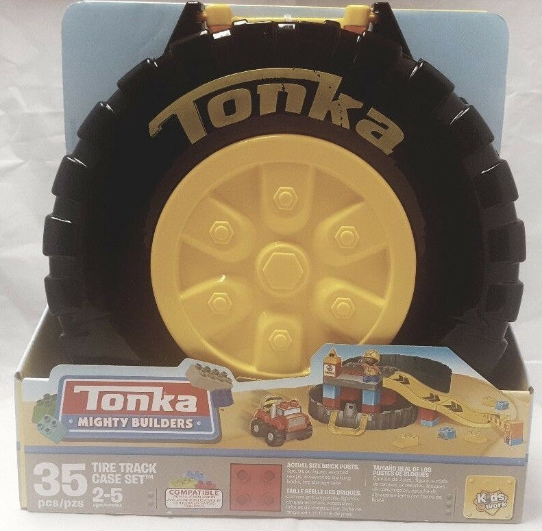 Mighty Builders Tire Track Playset with Storage Case, 35 Pieces