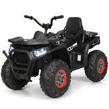 12V Kids Electric Ride-On Car Toy with LED Lights and Music – Black/Red