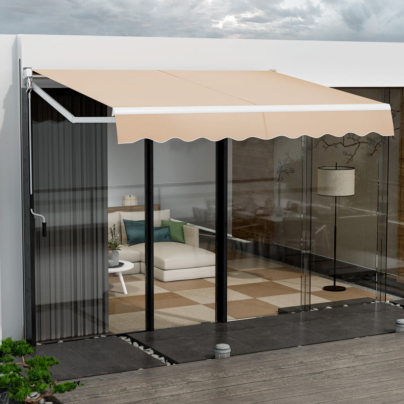 8' x 6.6' Retractable Awning with Aluminum Frame and Sun Water Protection PA Fabric