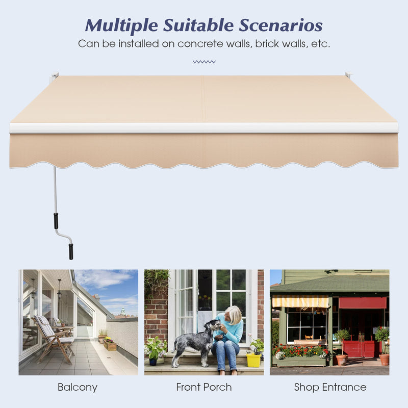 8' x 6.6' Retractable Awning with Aluminum Frame and Sun Water Protection PA Fabric