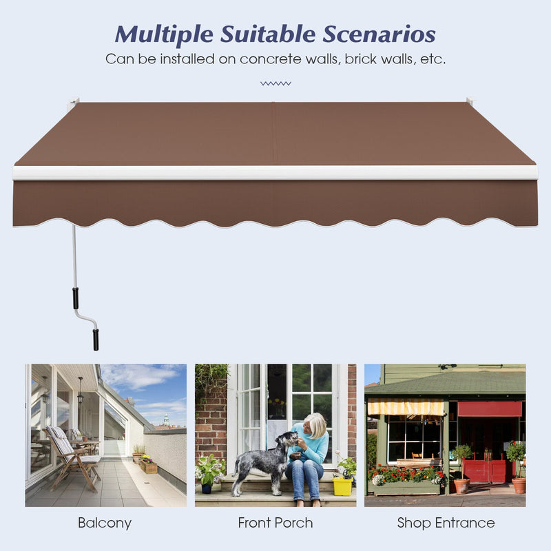 8' x 6.6' Retractable Awning with Aluminum Frame and Sun Water Protection PA Fabric