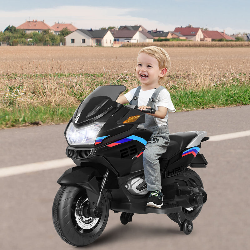 Kids Battery-Powered Ride-On Motorcycle Toy with Headlights and Music