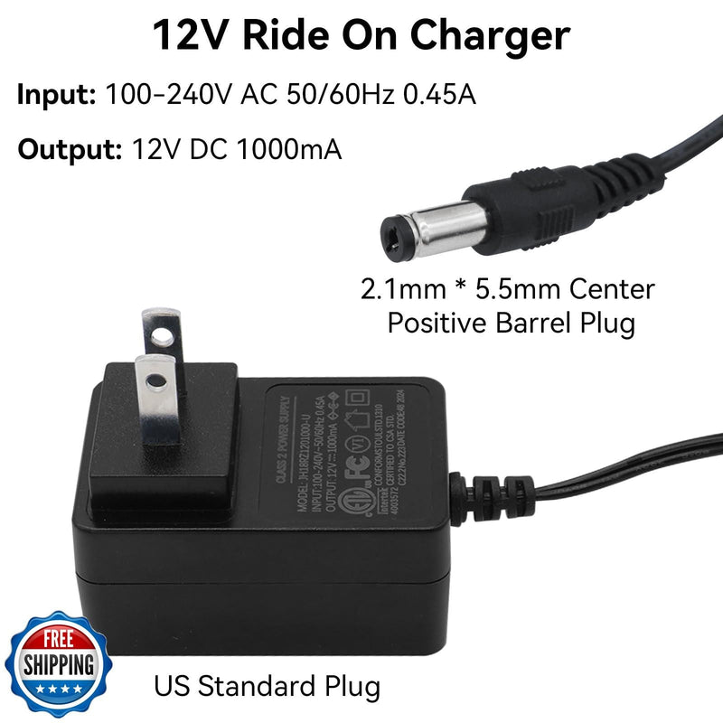 12V Battery Charger for Kids Ride-On Electric Bump Car Toy
