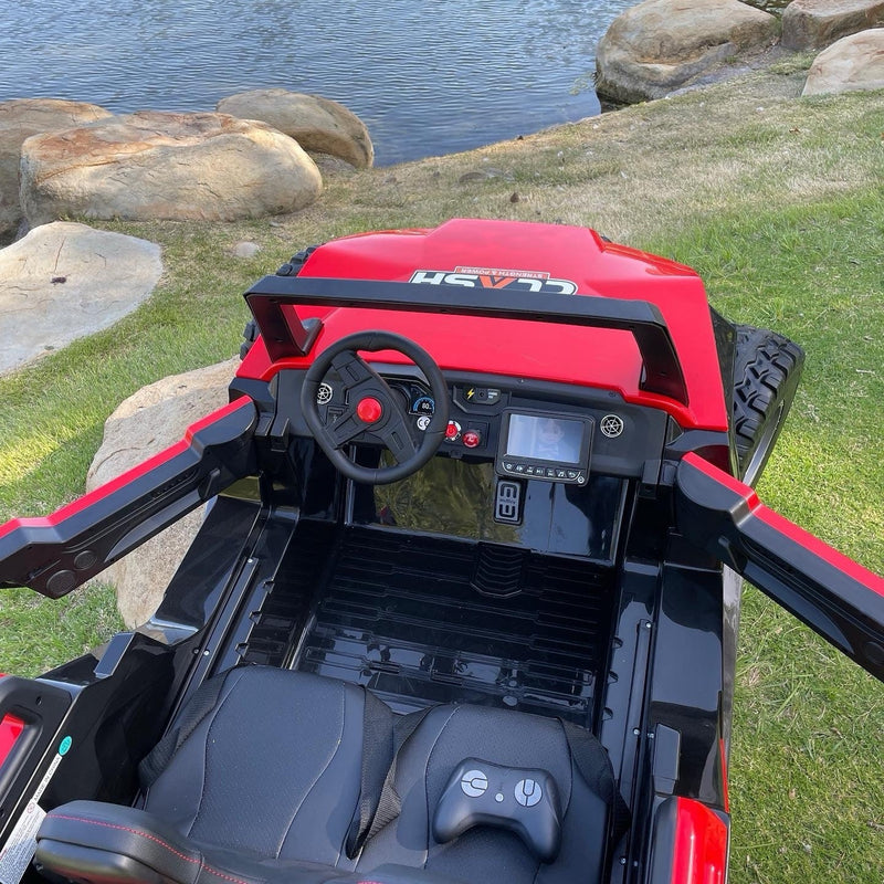24V XL 4x4 Ride-On Buggy with Rubber Tires and Remote Control for Ages 1-10, Red