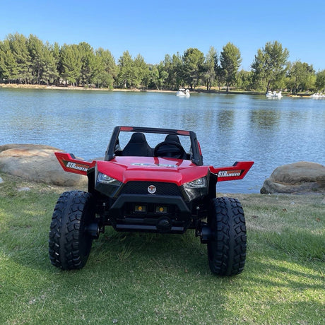24V XL 4x4 Ride-On Buggy with Rubber Tires and Remote Control for Ages 1-10, Red