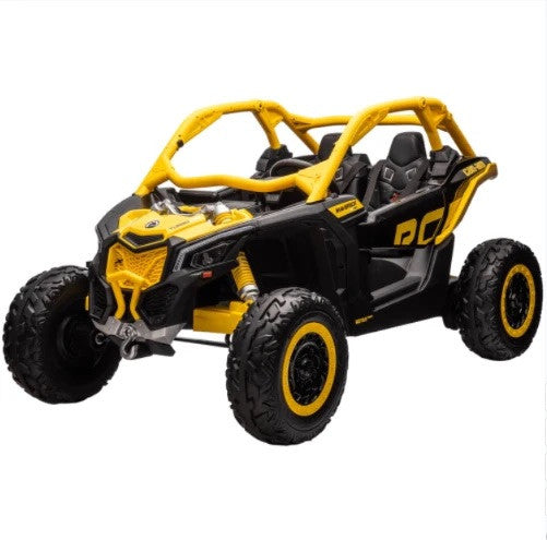 24V XL Can-Am Maverick Ride-On Toy UTV with Remote Control 4WD in Yellow