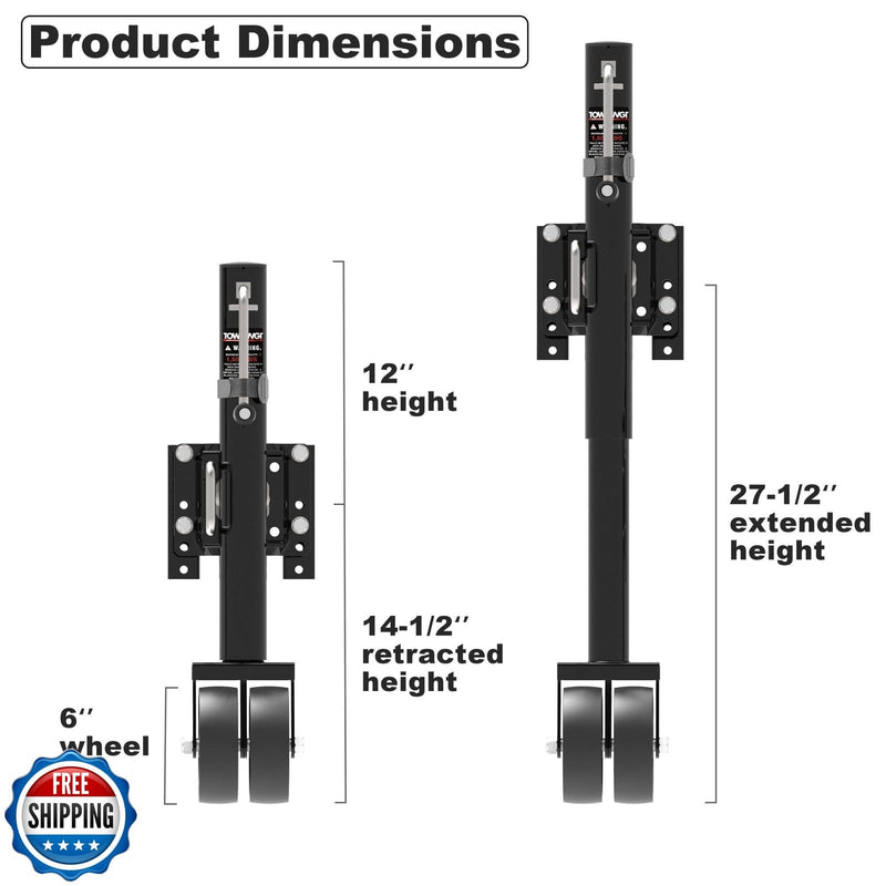6-Inch Dual Wheel Trailer Jack with 13-Inch Vertical Lift, 1500 lbs Capacity