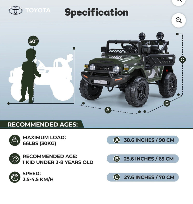 Kids Electric Ride-On FJ Cruiser Truck 12V with 7Ah Battery and Remote Control