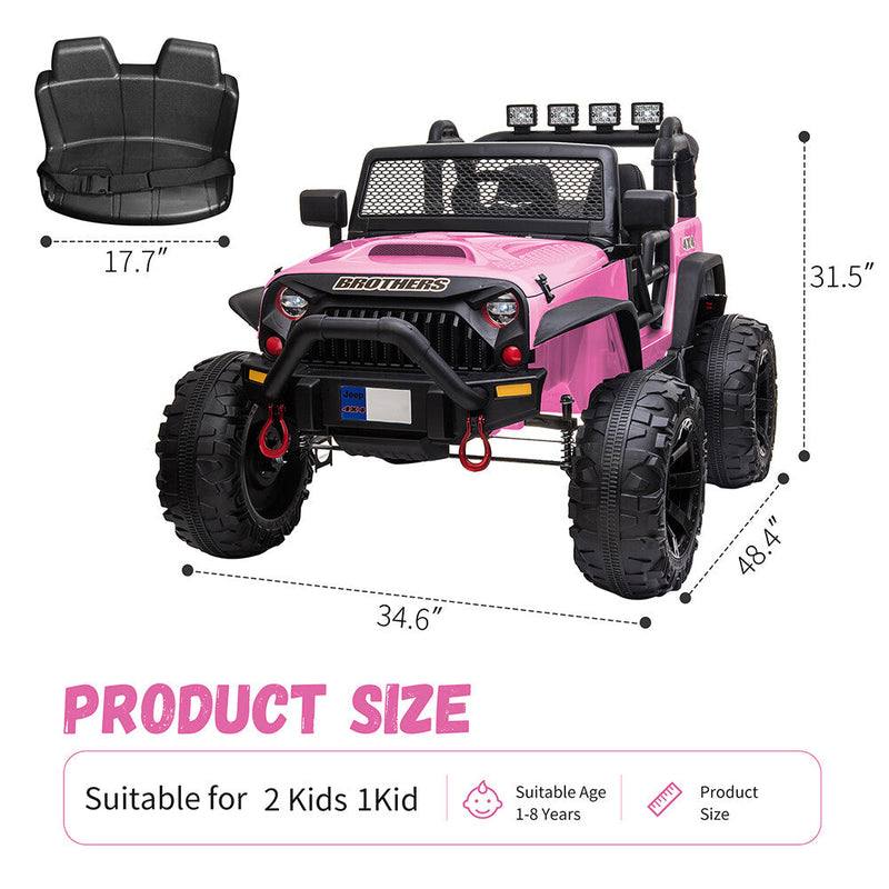 12V Electric Kids Ride-On Jeep Truck with MP3, LED Lights, Remote Control, 2-Seater
