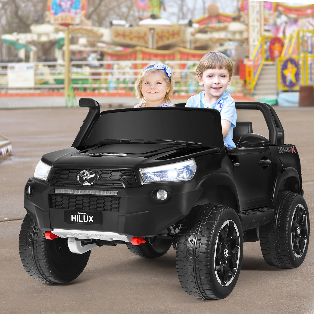 2-Seater Toyota Hilux Ride On Truck with Remote Control - 4WD, 2*12V Battery Powered