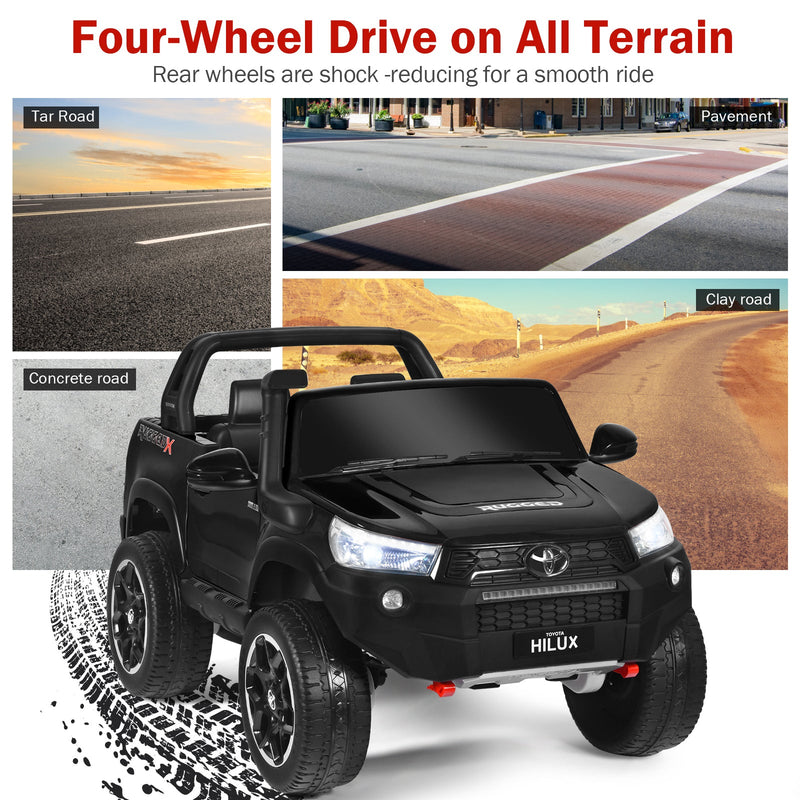 2-Seater Toyota Hilux Ride On Truck with Remote Control - 4WD, 2*12V Battery Powered