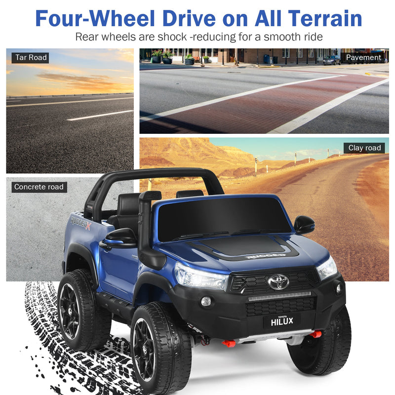 2-Seater Toyota Hilux Ride On Truck with Remote Control - 4WD, 2*12V Battery Powered
