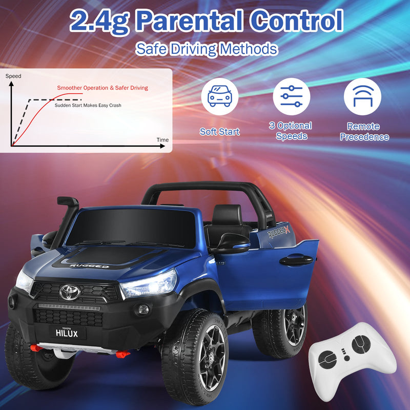2-Seater Toyota Hilux Ride On Truck with Remote Control - 4WD, 2*12V Battery Powered