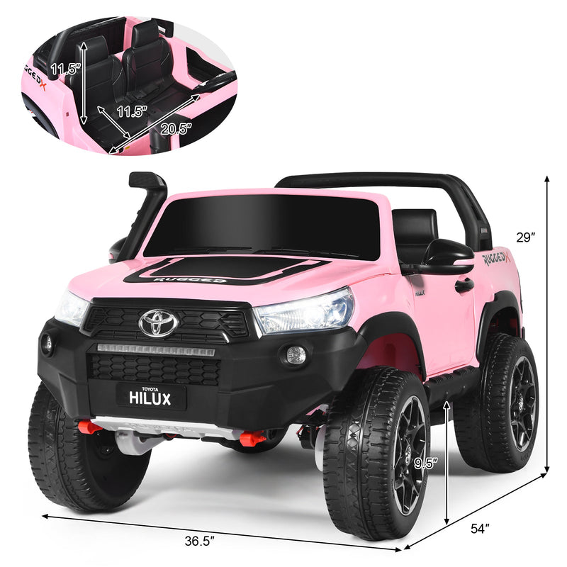 2-Seater Toyota Hilux Ride On Truck with Remote Control - 4WD, 2*12V Battery Powered