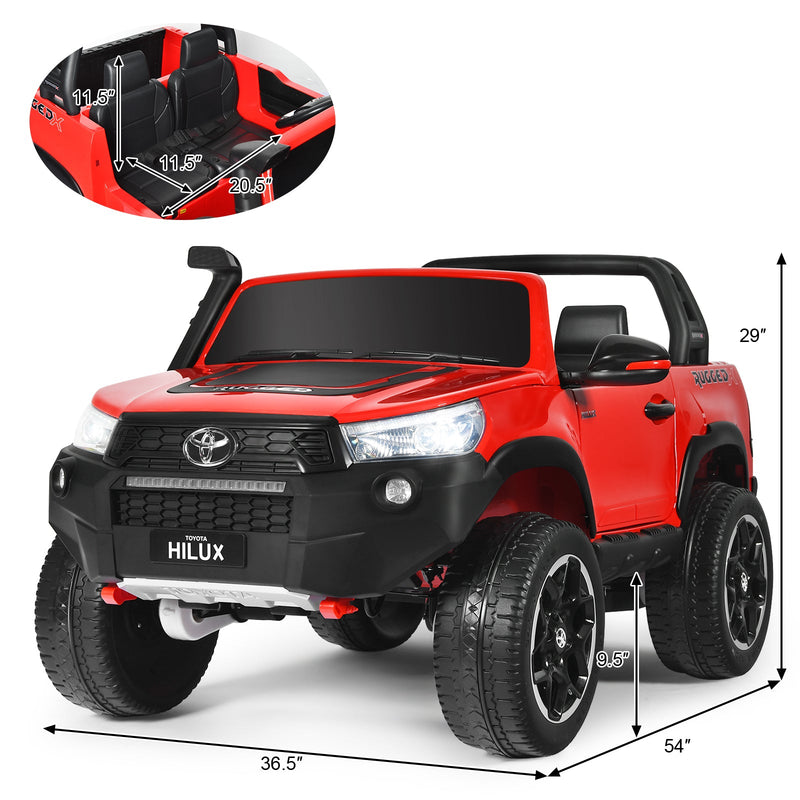2-Seater Toyota Hilux Ride On Truck with Remote Control - 4WD, 2*12V Battery Powered