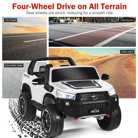 2-Seater Toyota Hilux Ride On Truck with Remote Control - 4WD, 2*12V Battery Powered