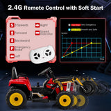 12V Electric Tractor with Remote Control, Music, and LED Lights for Kids
