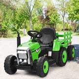 12V Kids' Electric Tractor with Detachable Trailer, USB Charging, 7 LED Lights, Remote Control