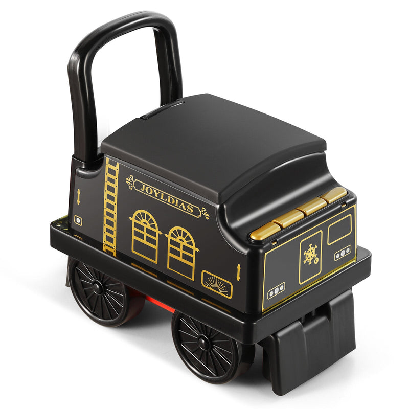 Ride-On Train Carriage with Songs, Stories, Storage, and Handle - Black/Blue