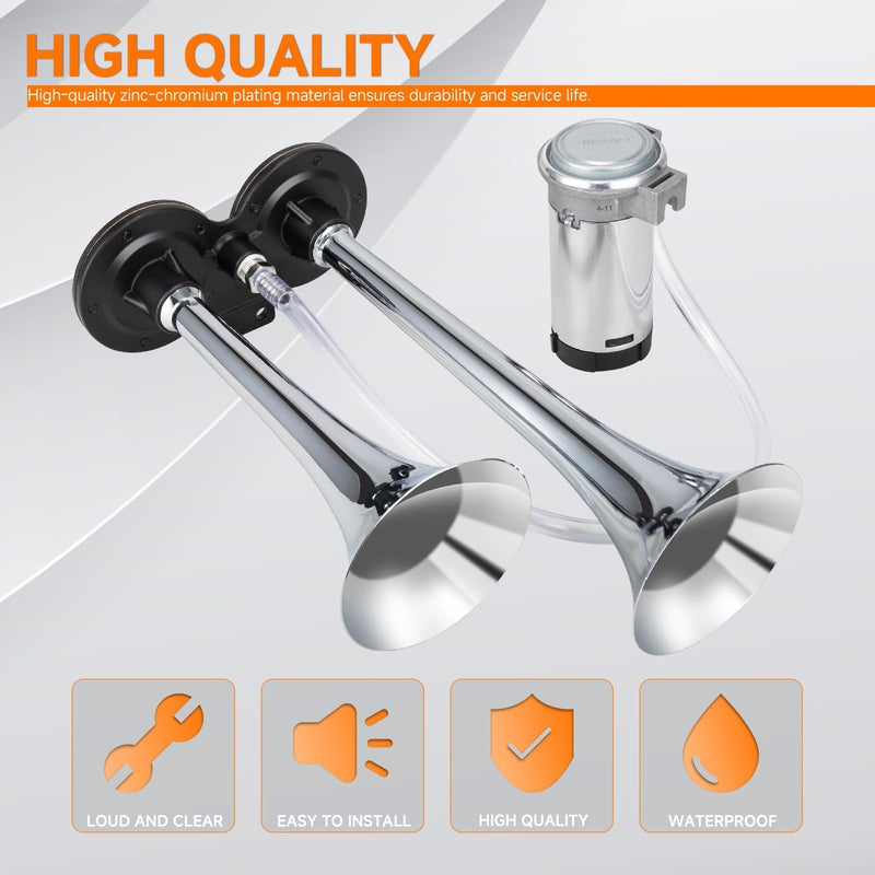 12V Air Horn Kit for Car Truck Motorcycle with Loud Train Sound