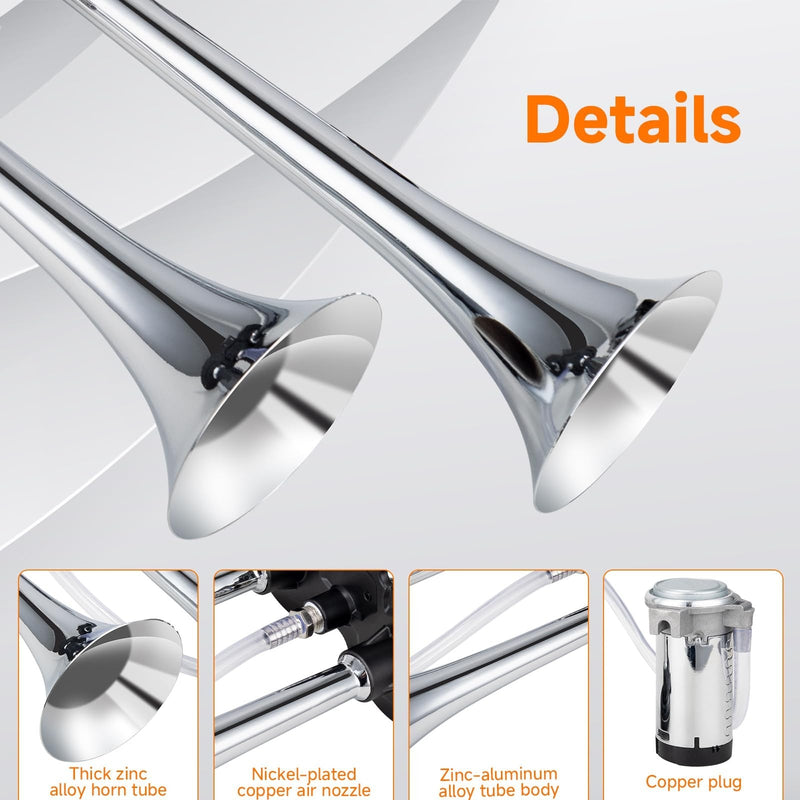 12V Air Horn Kit for Car Truck Motorcycle with Loud Train Sound