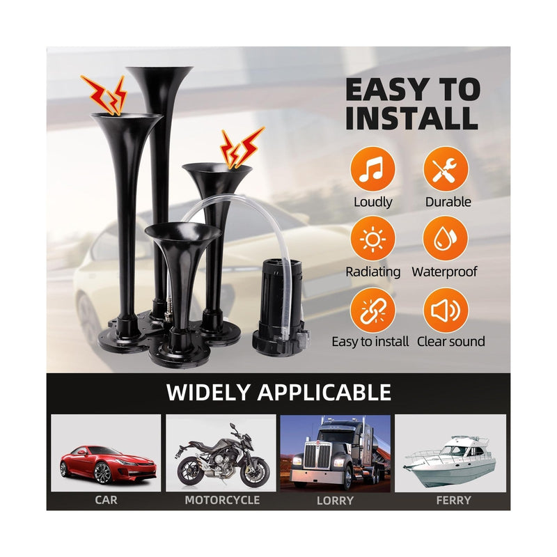 Train Horn Kit with Compressor – Ultra Loud Air Horn for Vehicles