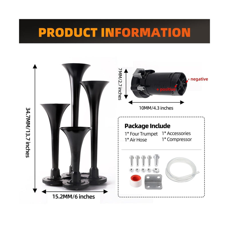 Train Horn Kit with Compressor – Ultra Loud Air Horn for Vehicles