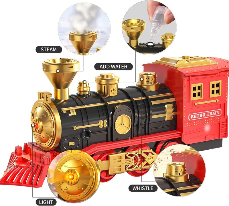 Toddler Train Set with Steam Engine, Cargo Car, and Extended Track for Ages 3-5