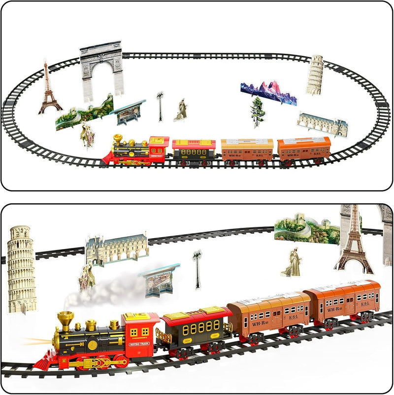 Toddler Train Set with Steam Engine, Cargo Car, and Extended Track for Ages 3-5