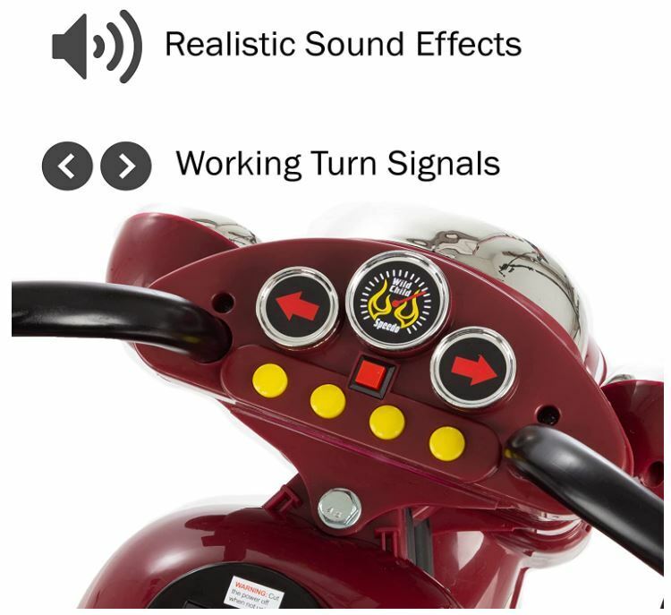 Triciclo Eléctrico Infantil con Batería Recargable de 6V y Diseño de Moto Pandillera de Alta Calidad