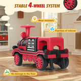 12V Two-Seater Electric Ride-On Train for Kids with Music and Lights, Red/Blue