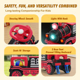 12V Two-Seater Electric Ride-On Train for Kids with Music and Lights, Red/Blue