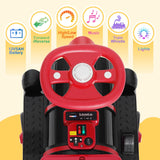 12V Two-Seater Electric Ride-On Train for Kids with Music and Lights, Red/Blue