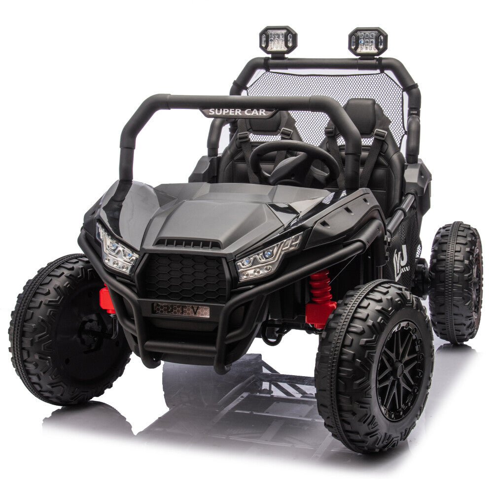 Two-Seater Kids Ride-On with Parental Remote Control, Rear Searchlight, and Bluetooth MP3 for Ages 3+