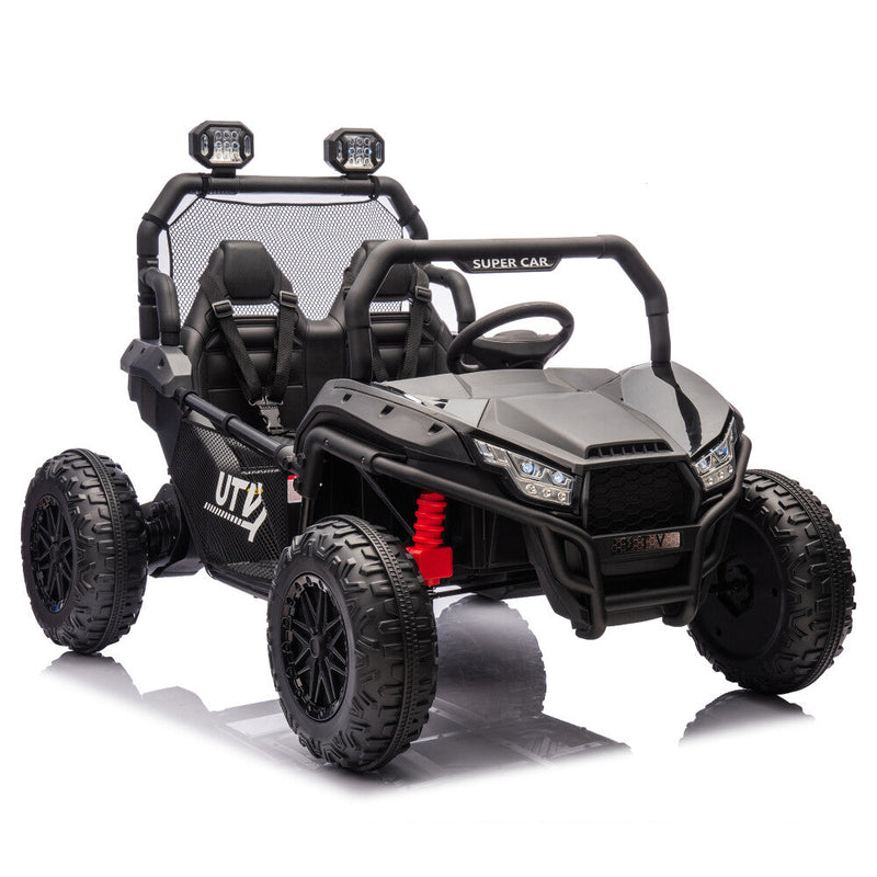 Two-Seater Kids Ride-On with Parental Remote Control, Rear Searchlight, and Bluetooth MP3 for Ages 3+