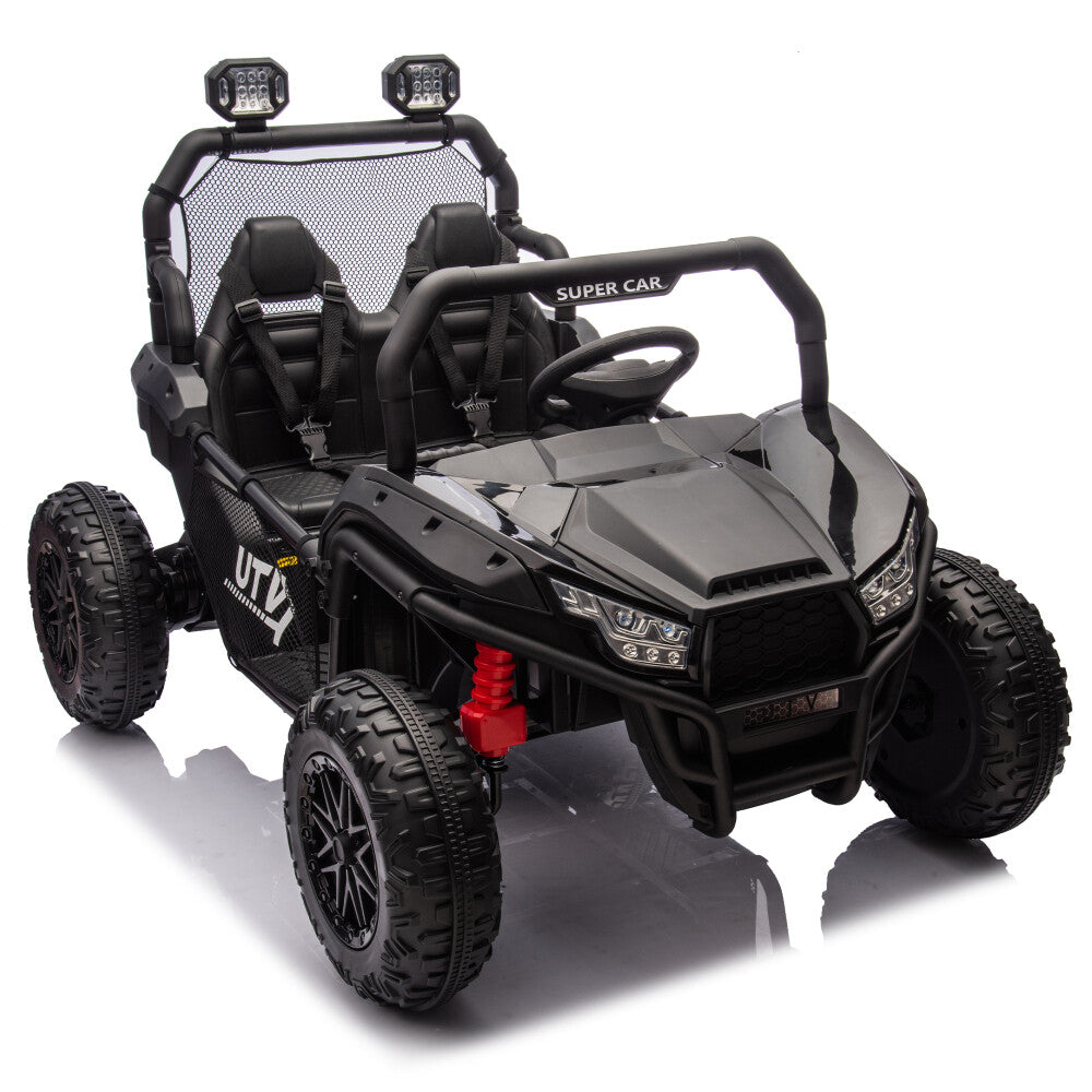 Two-Seater Kids Ride-On with Parental Remote Control, Rear Searchlight, and Bluetooth MP3 for Ages 3+