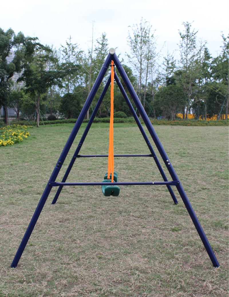 2-Station Outdoor Swing Set with Dual Swings for Children