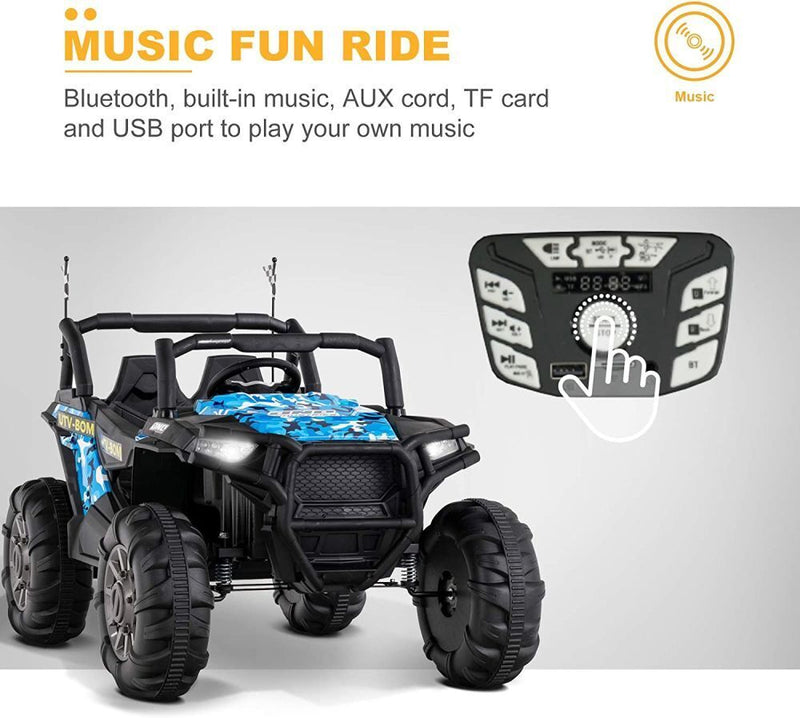 Uenjoy 12V Electric Off-Road UTV Ride-On Car for Two, Realistic Truck Design