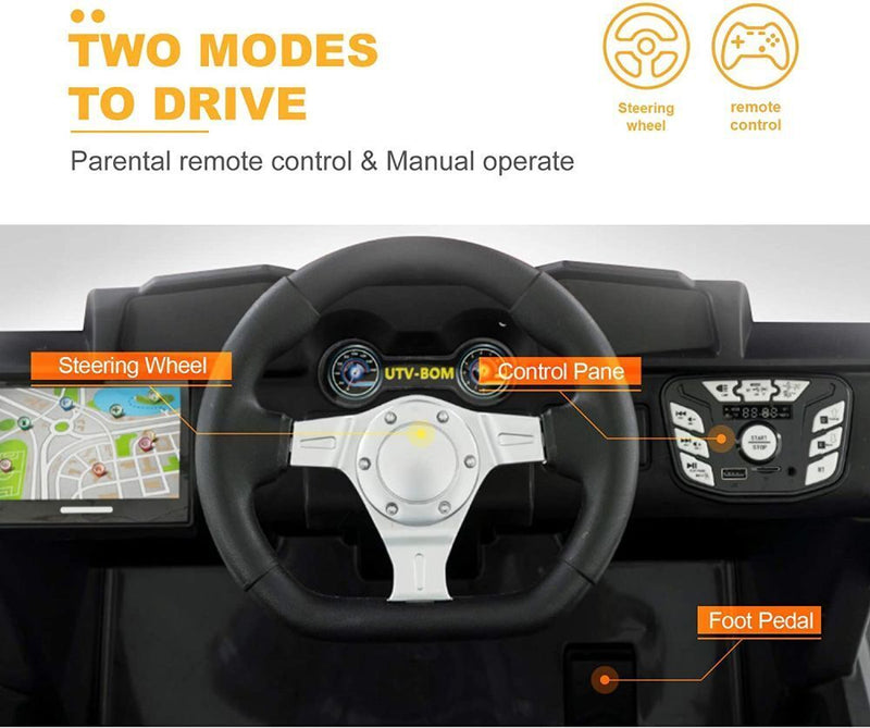 Uenjoy 12V Electric Off-Road UTV Ride-On Car for Two, Realistic Truck Design