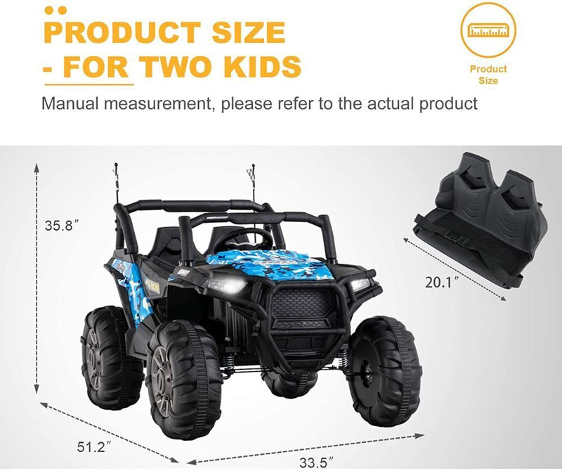 Uenjoy 12V Electric Off-Road UTV Ride-On Car for Two, Realistic Truck Design