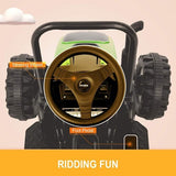 6V Kids Ride-On Tractor with Remote Control, Music, Horn, and Wagon Trailer