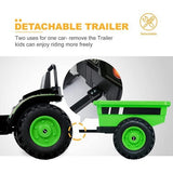6V Kids Ride-On Tractor with Remote Control, Music, Horn, and Wagon Trailer