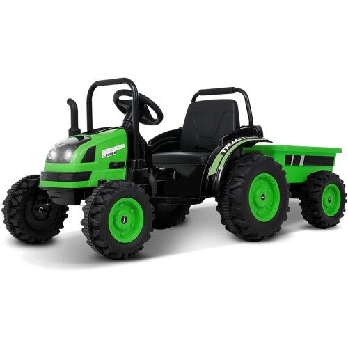6V Kids Ride-On Tractor with Remote Control, Music, Horn, and Wagon Trailer