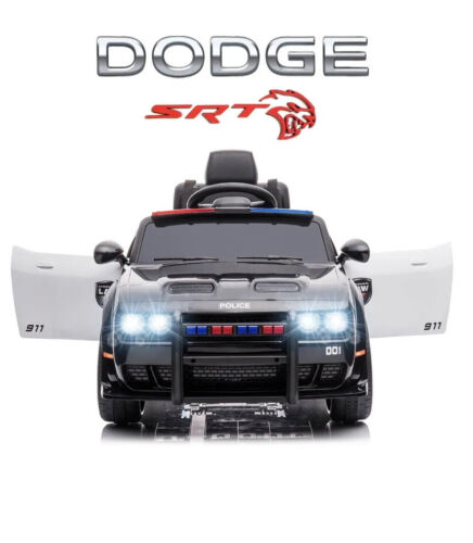 Ultimate Dodge Challenger SRT Hellcat Police Car 12V Kids Ride-On Toy with Remote Control