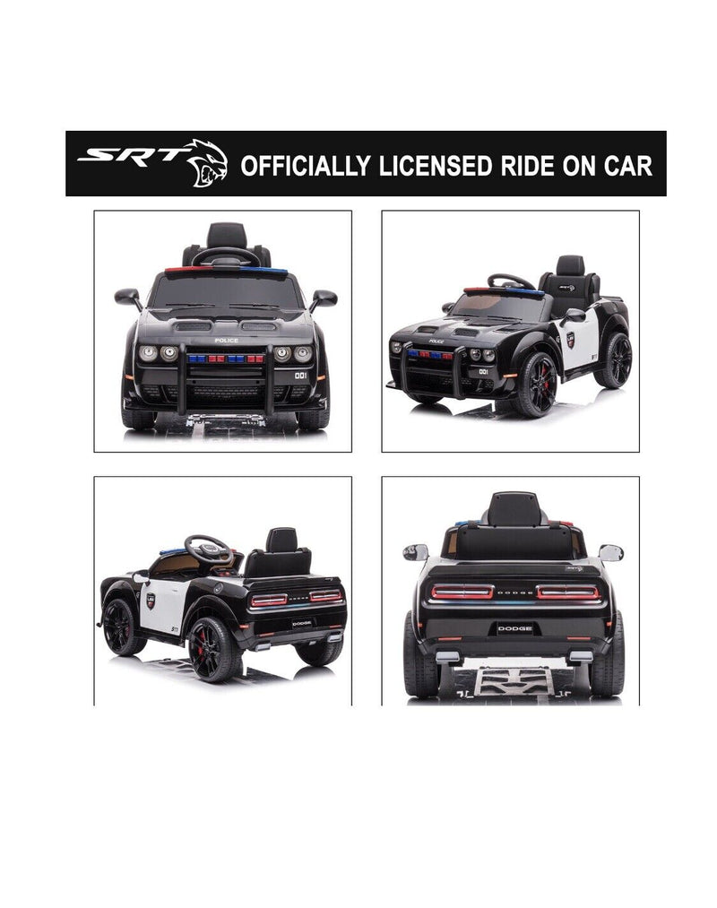 Ultimate Dodge Challenger SRT Hellcat Police Car 12V Kids Ride-On Toy with Remote Control