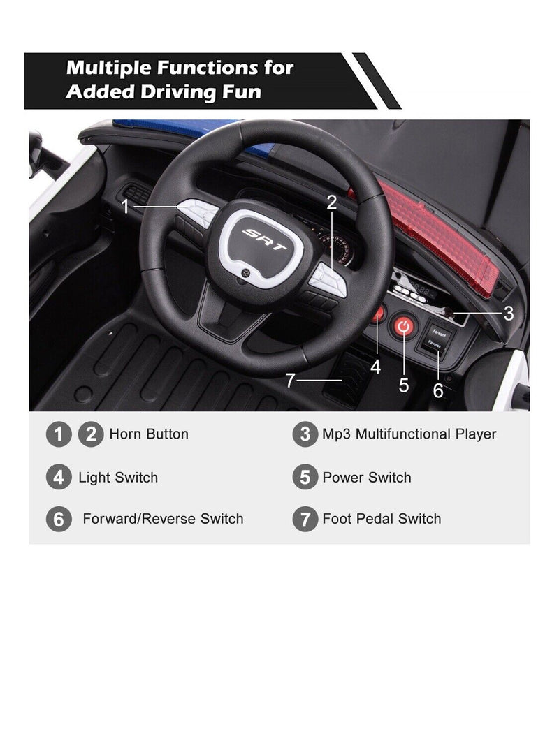 Ultimate Dodge Challenger SRT Hellcat Police Car 12V Kids Ride-On Toy with Remote Control