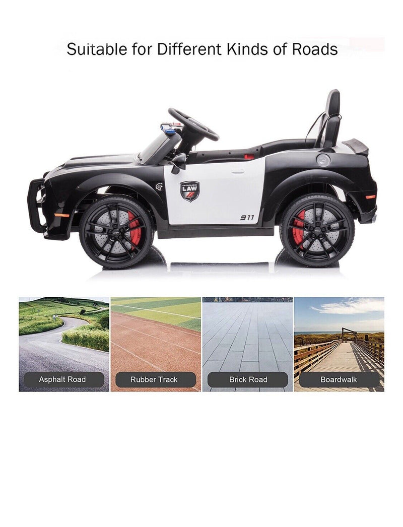 Ultimate Dodge Challenger SRT Hellcat Police Car 12V Kids Ride-On Toy with Remote Control