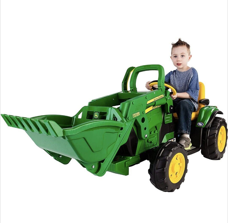 Peg Perego Ground Force Tractor Loader Ride-On Car with Front and Rear Wheels