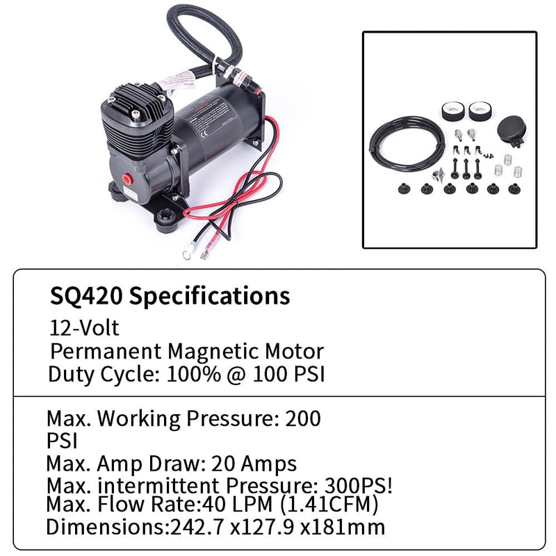 Quiet 300 PSI Air Compressor 1/4 NPT Super Silent 69dB for Truck, Car, and Train Use