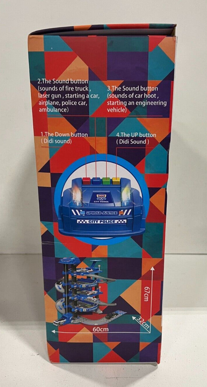 Kids Garage Toy Set with Race Car Ramp and Vehicle Track for Toddlers Age 3+